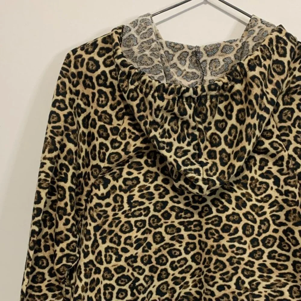 love FIRE ANIMAL PRINT HOODIE | RELAXED FIT STRETCHY | PUFF CUFFS - Picture 5 of 6